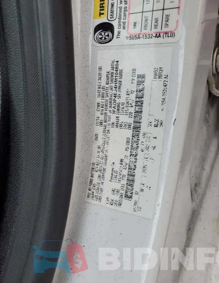 3FADP4EJ4HM104804 Photo# 13