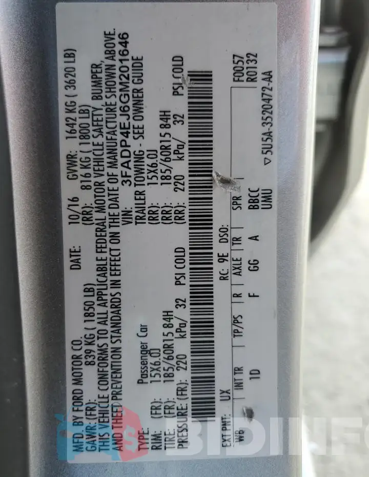 3FADP4EJ6GM201646 Photo# 12
