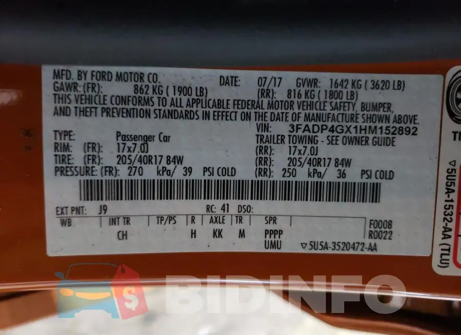 3FADP4GX1HM152892 Photo# 12