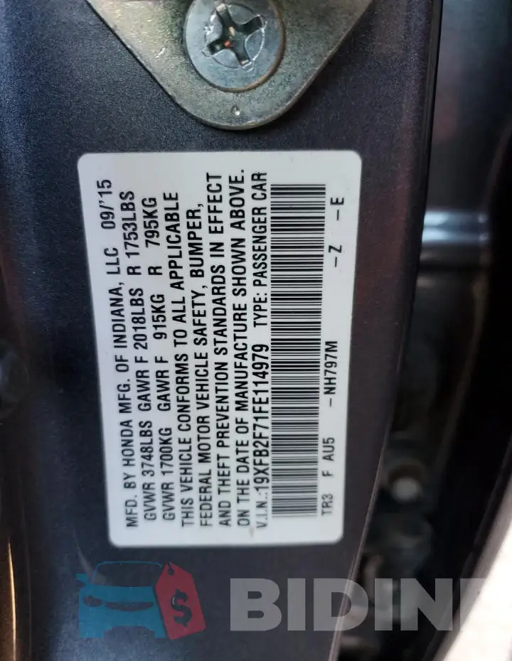 19XFB2F71FE114979 Photo# 12