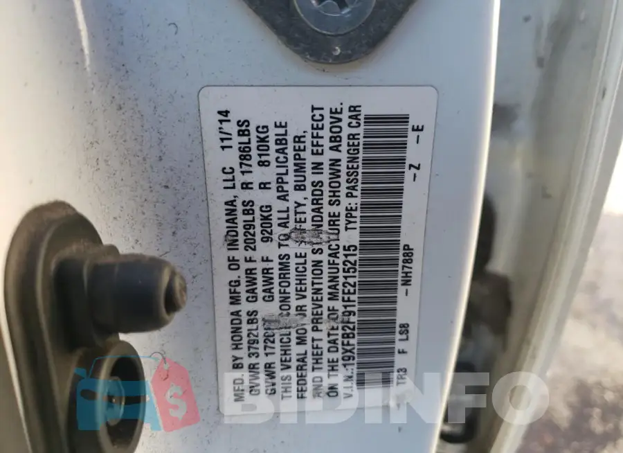 19XFB2F91FE215215 Photo# 12