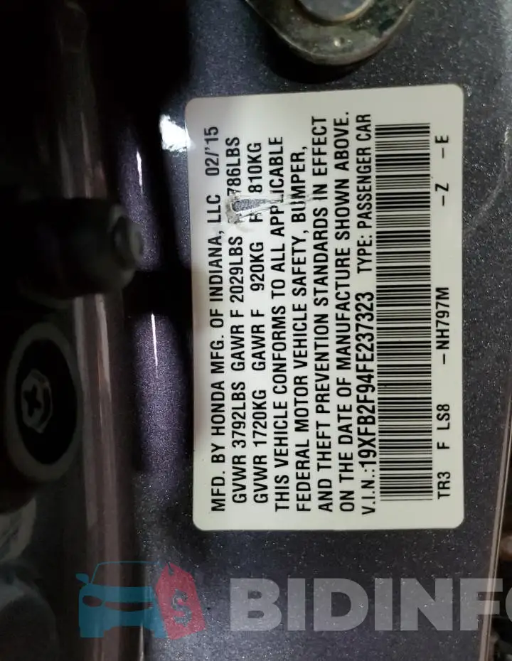 19XFB2F94FE237323 Photo# 12