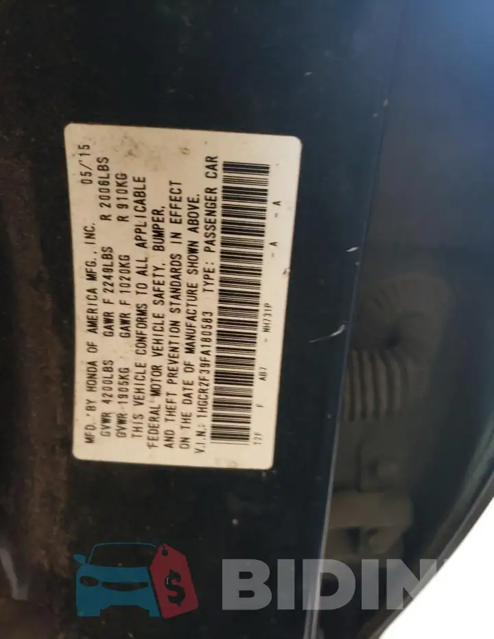 1HGCR2F39FA180583 Photo# 12
