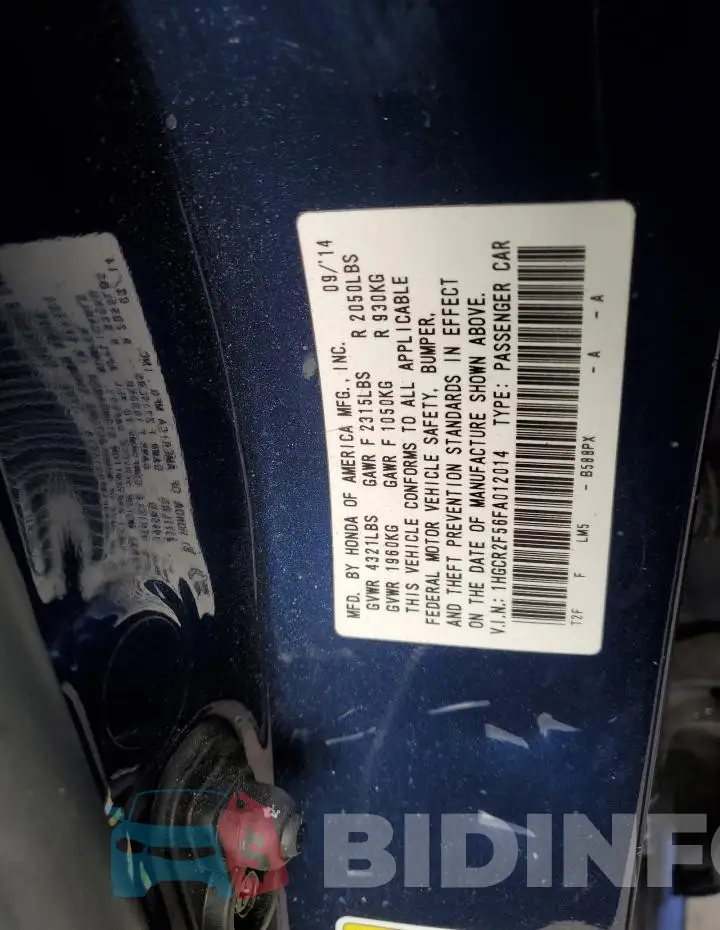 1HGCR2F56FA012014 Photo# 12
