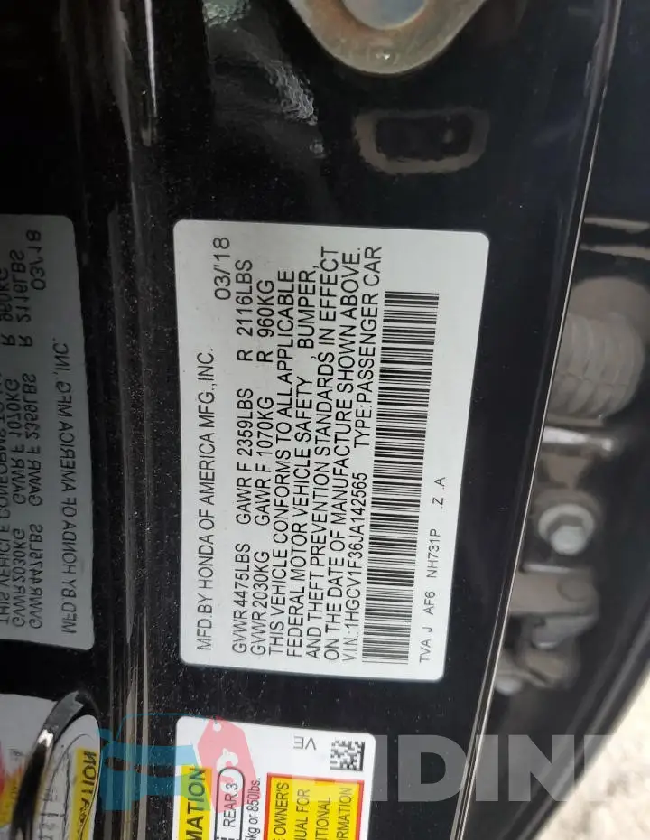 1HGCV1F36JA142565 Photo# 12