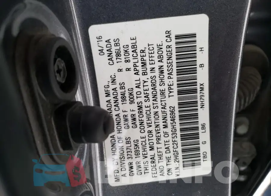 2HGFC2F53GH546962 Photo# 12