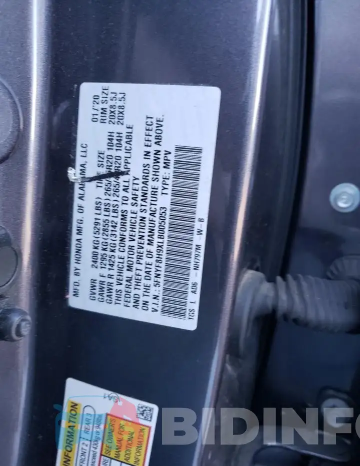 5FNYF8H9XLB005053 Photo# 13