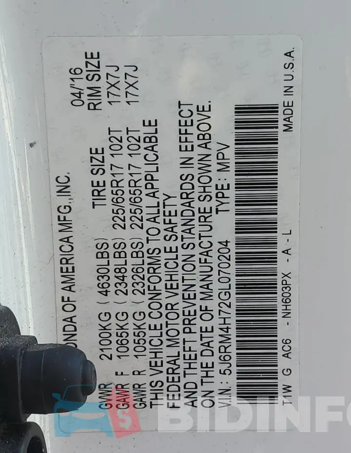 5J6RM4H72GL070204 Photo# 12