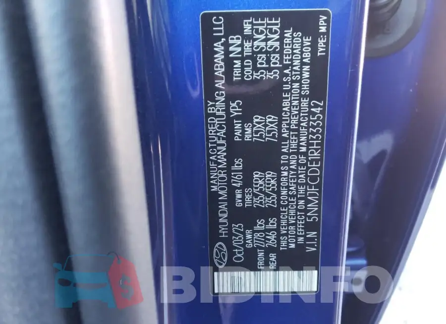 5NMJFCDE1RH333542 Photo# 12