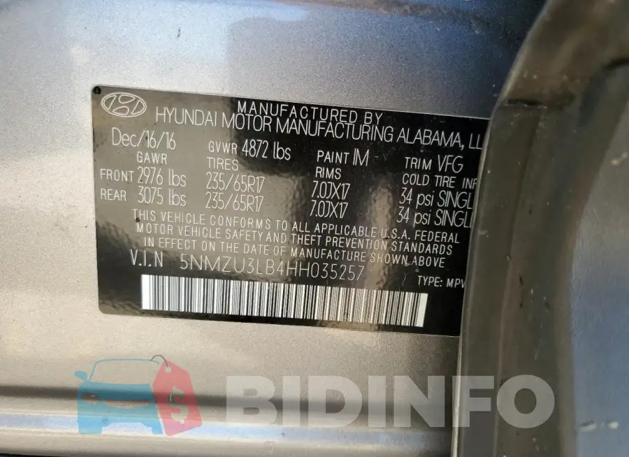 5NMZU3LB4HH035257 Photo# 13