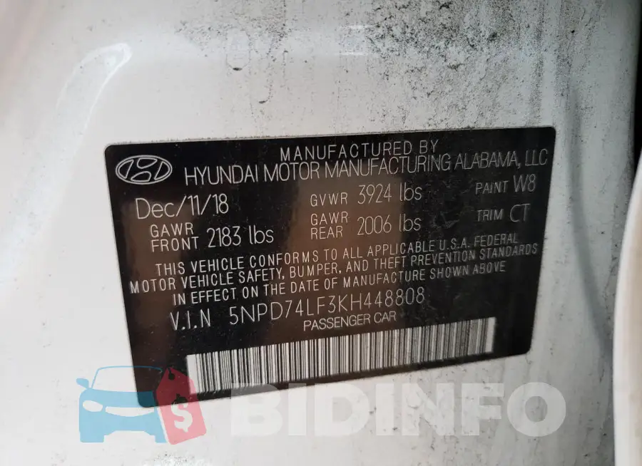 5NPD74LF3KH448808 Photo# 13