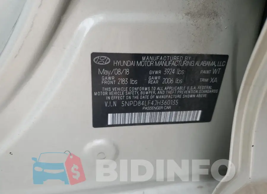 5NPD84LF4JH360135 Photo# 12