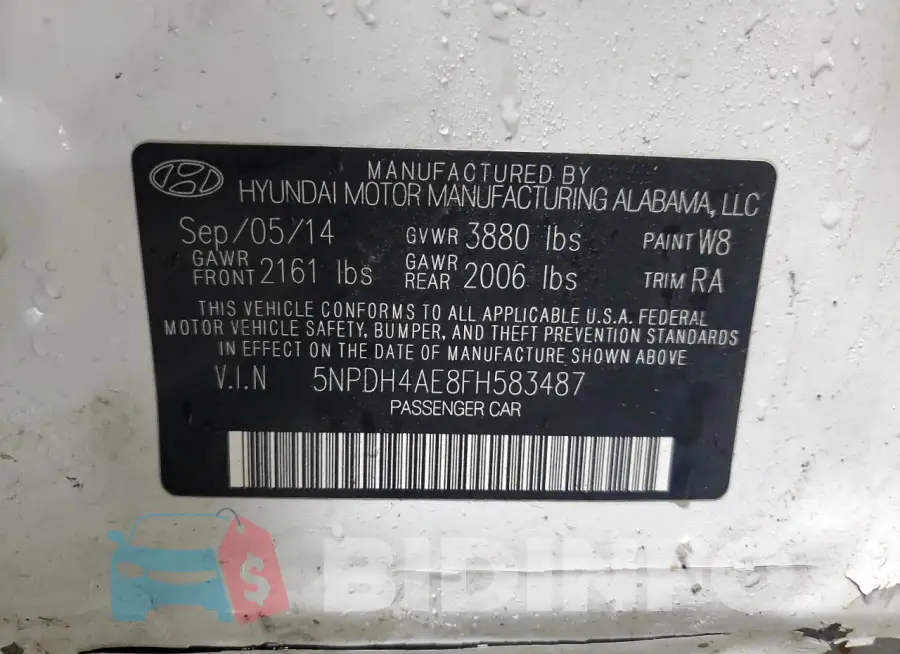 5NPDH4AE8FH583487 Photo# 13
