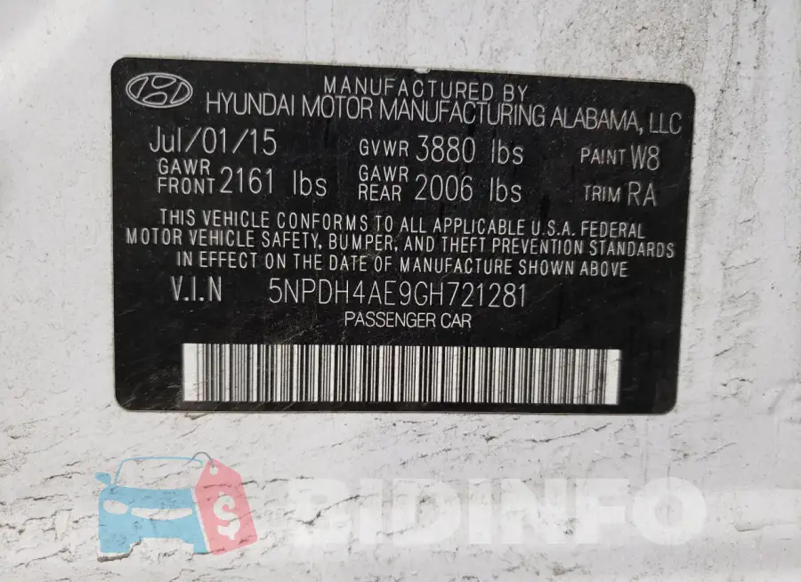 5NPDH4AE9GH721281 Photo# 12