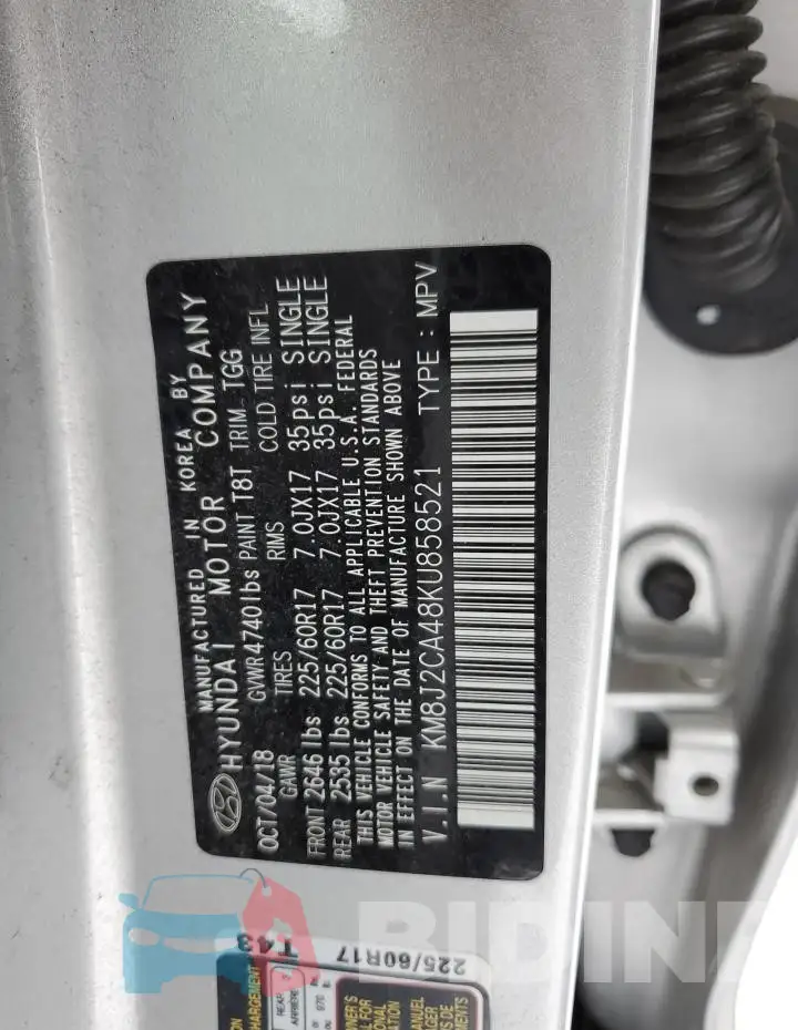 KM8J2CA48KU858521 Photo# 12