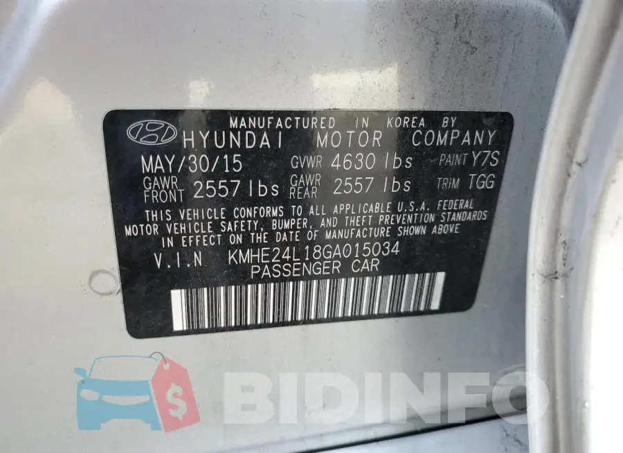 KMHE24L18GA015034 Photo# 12