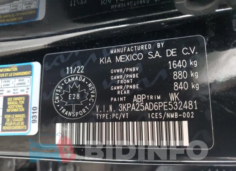 3KPA25AD6PE532481 Photo# 12