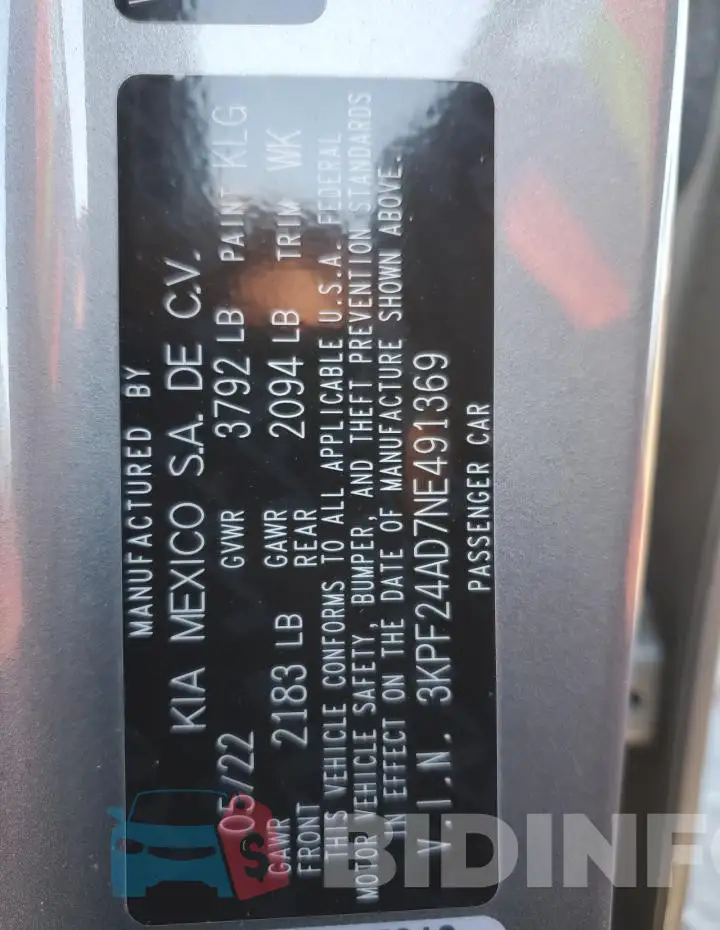 3KPF24AD7NE491369 Photo# 12