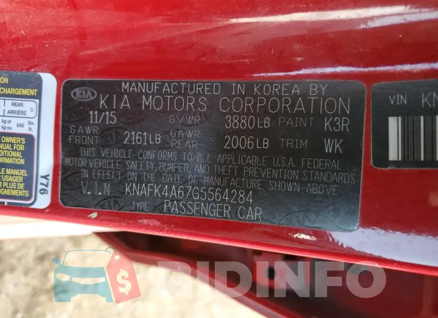 KNAFK4A67G5564284 Photo# 12