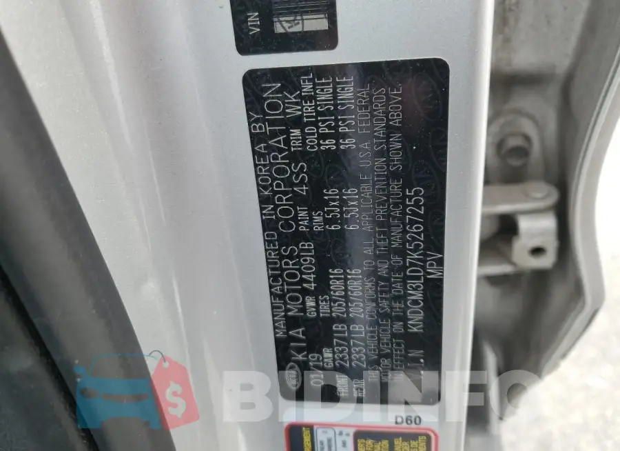 KNDCM3LD7K5267255 Photo# 13
