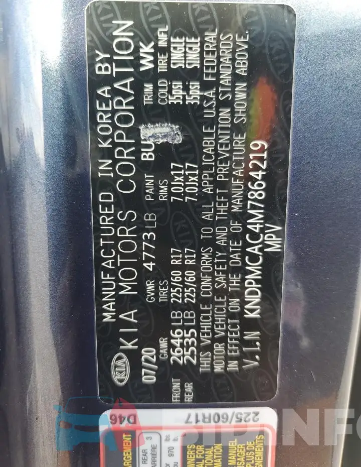 KNDPMCAC4M7864219 Photo# 12