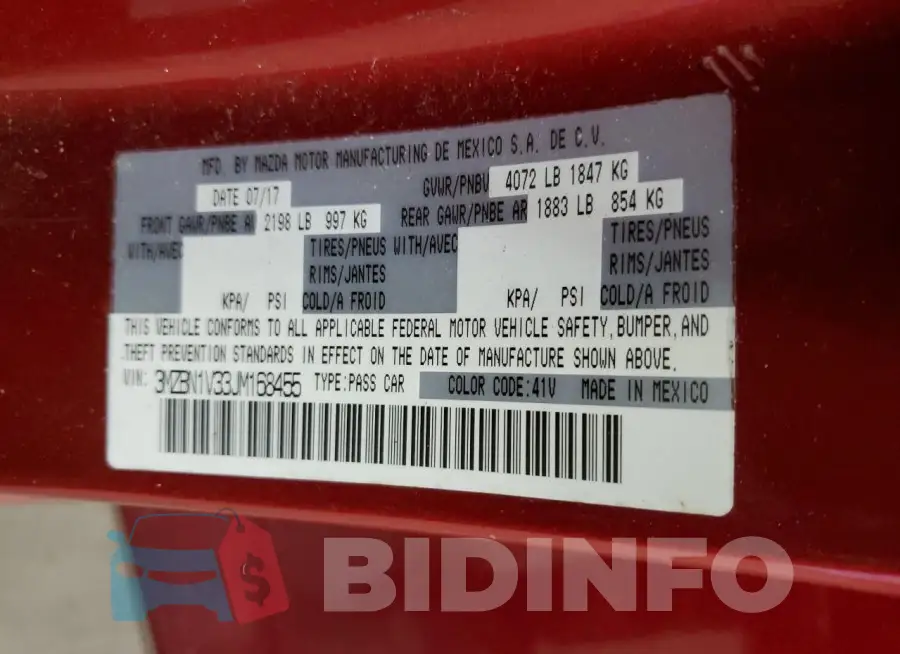 3MZBN1V33JM168455 Photo# 13