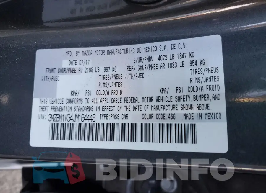 3MZBN1V34JM164446 Photo# 12