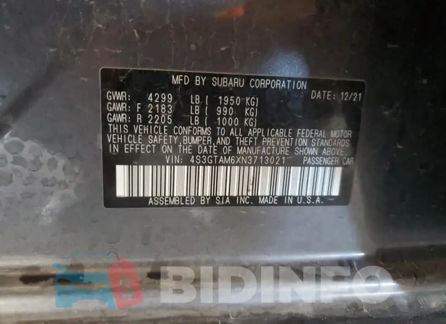 4S3GTAM6XN3713021 Photo# 13