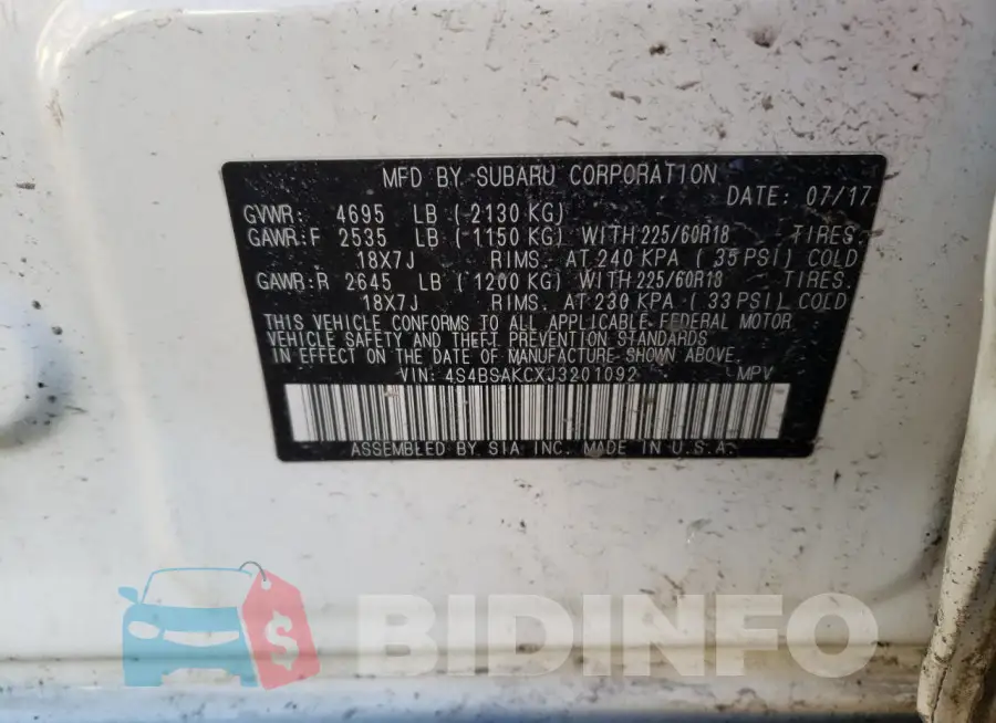 4S4BSAKCXJ3201092 Photo# 12