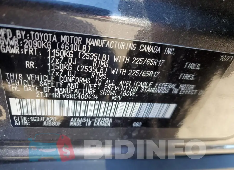 2T3P1RFV8RC400434 Photo# 12