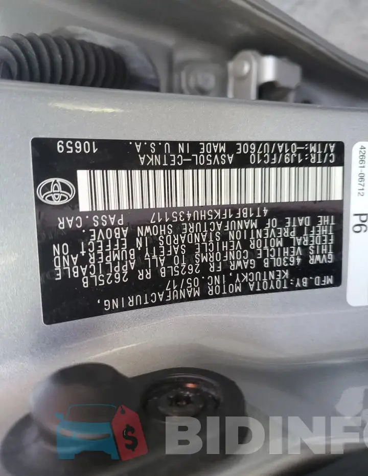 4T1BF1FK5HU435117 Photo# 12