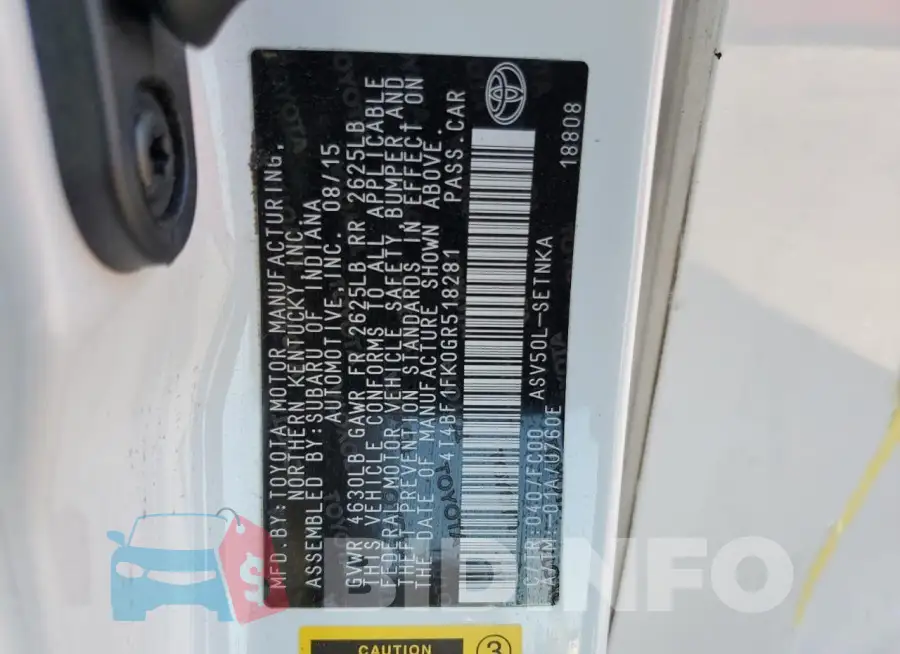 4T4BF1FK0GR518281 Photo# 12