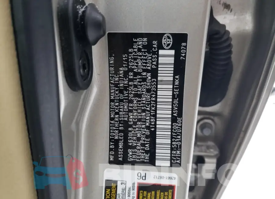 4T4BF1FK2FR473553 Photo# 12