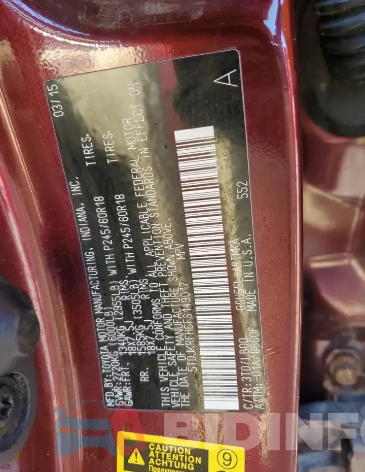 5TDJKRFH6FS149017 Photo# 13