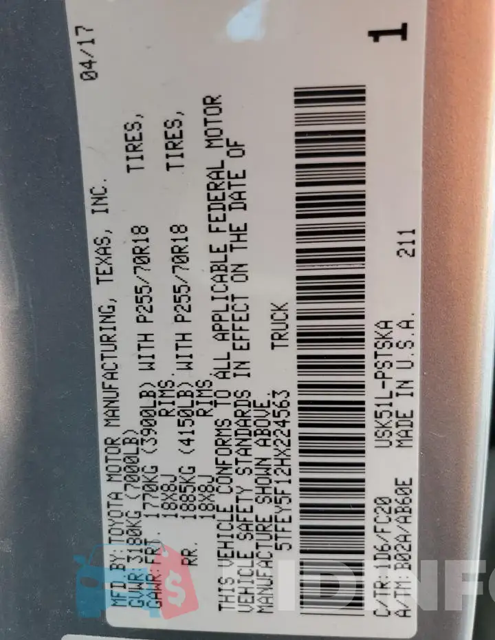 5TFEY5F12HX224563 Photo# 12