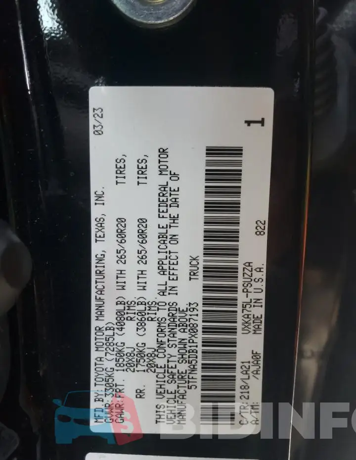 5TFNA5DB1PX087193 Photo# 12