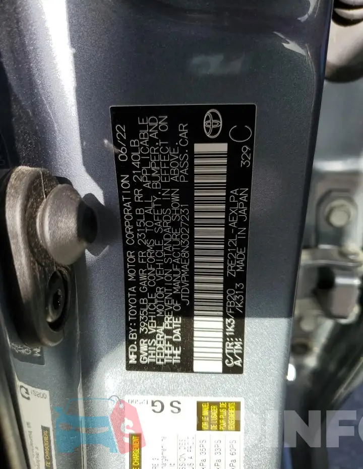JTDVPMAE8N3027231 Photo# 12