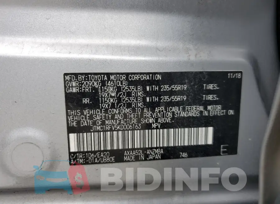 JTMC1RFV5KD006163 Photo# 12