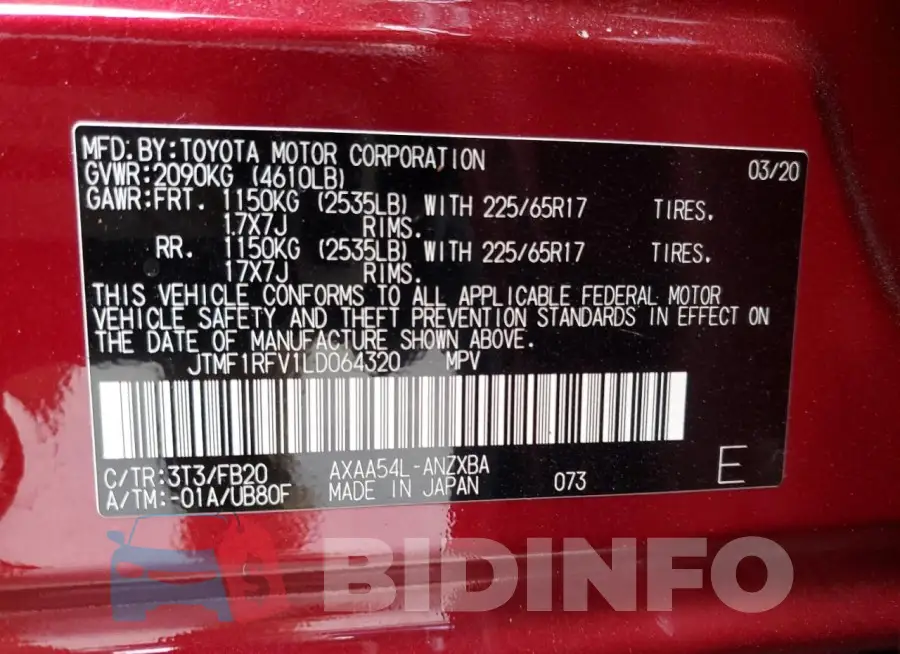 JTMF1RFV1LD064320 Photo# 14