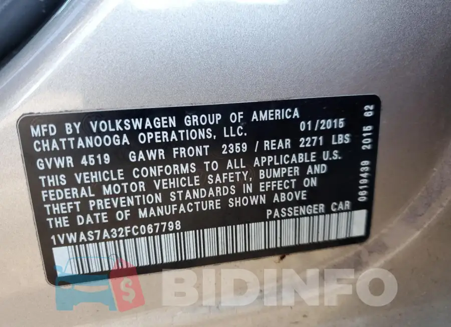 1VWAS7A32FC067798 Photo# 13