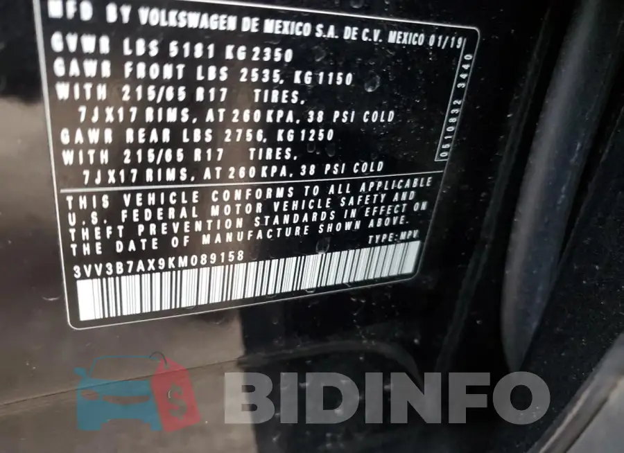3VV3B7AX9KM089158 Photo# 13
