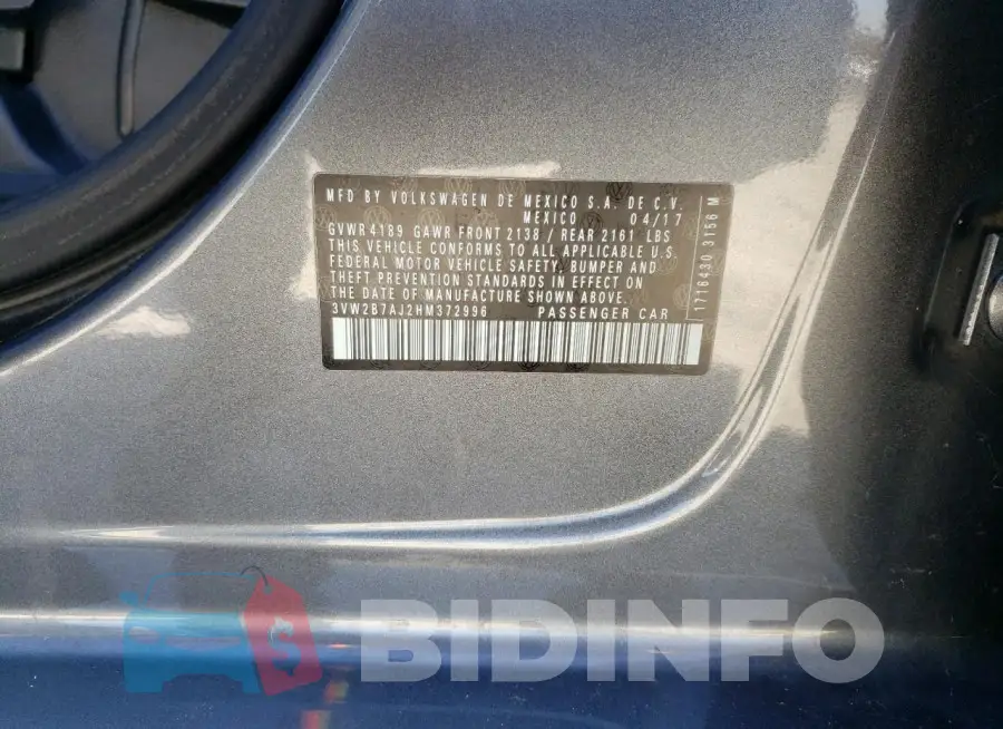 3VW2B7AJ2HM372996 Photo# 12