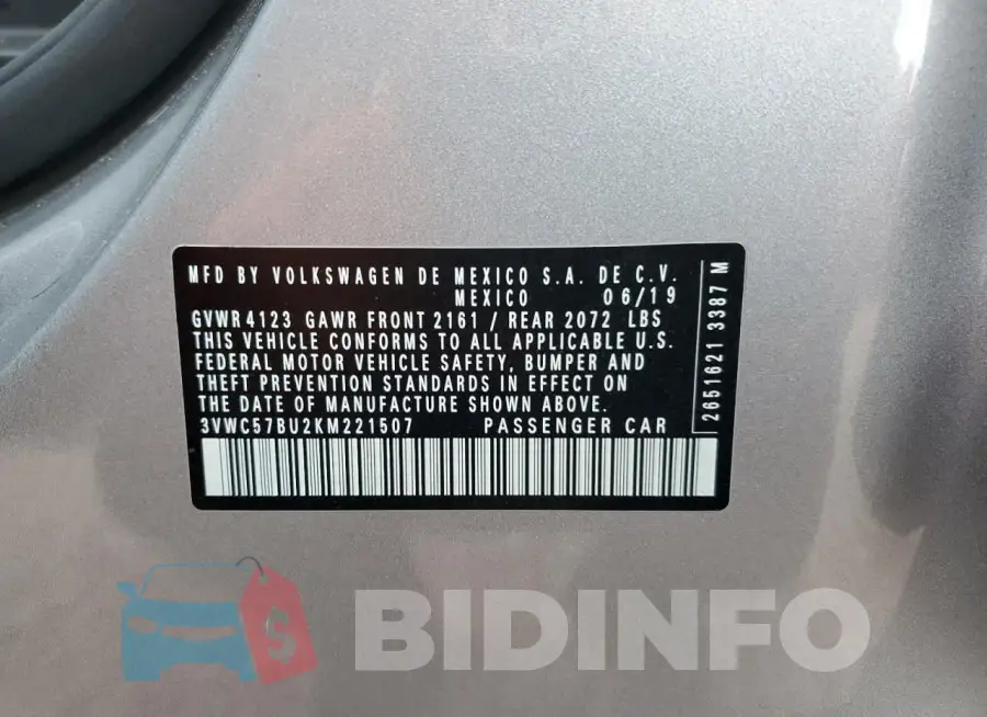 3VWC57BU2KM221507 Photo# 12