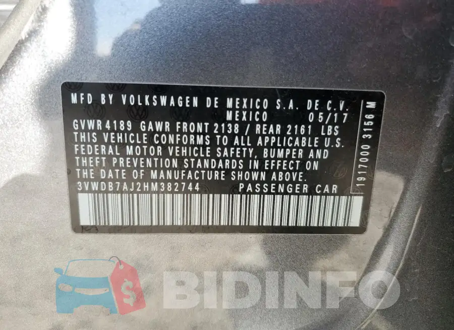 3VWDB7AJ2HM382744 Photo# 12