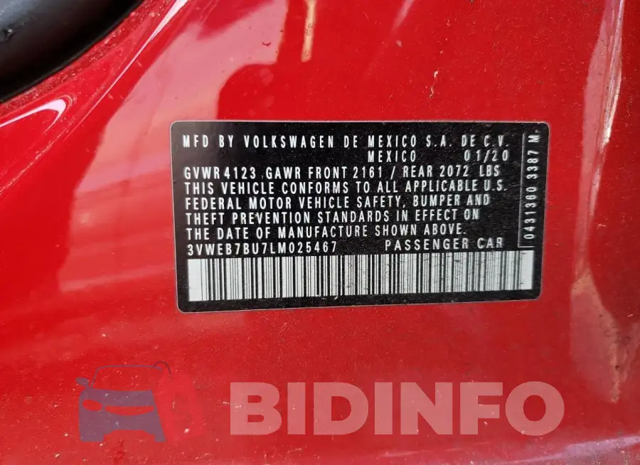3VWEB7BU7LM025467 Photo# 12