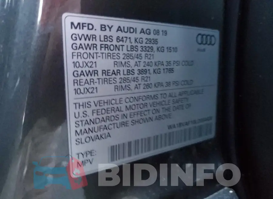 WA1BVAF10LD004430 Photo# 13
