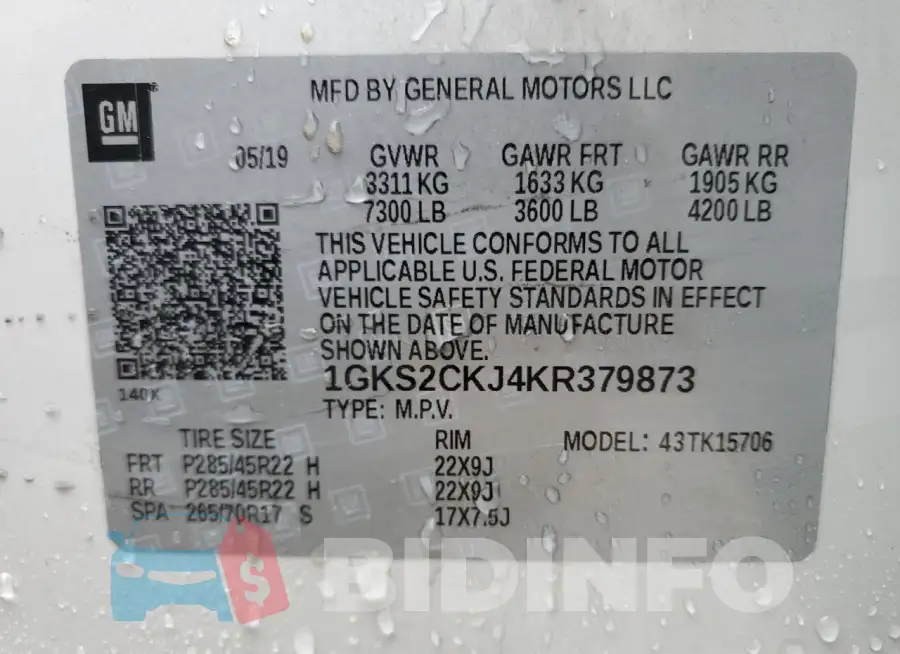 1GKS2CKJ4KR379873 Photo# 13
