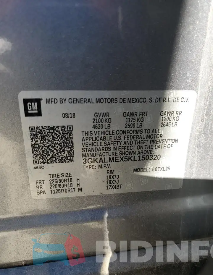3GKALMEX5KL150320 Photo# 12