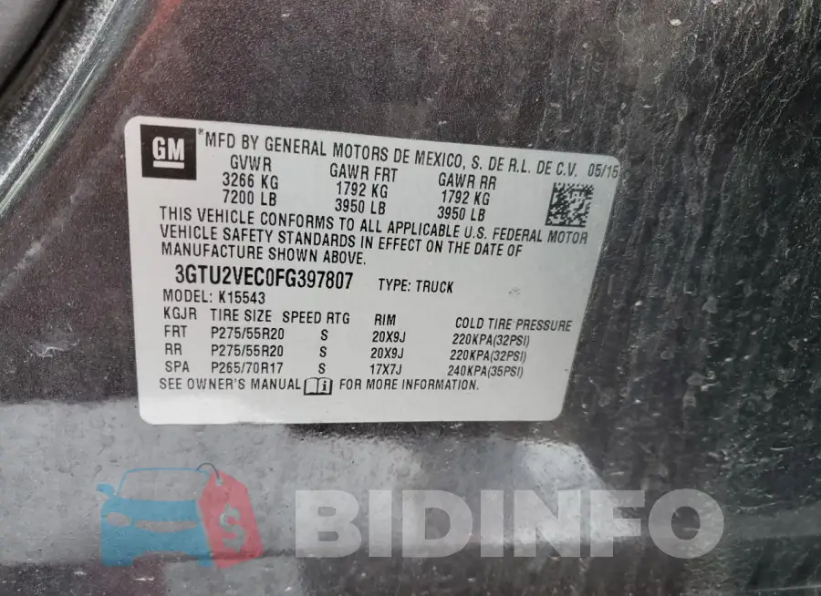 3GTU2VEC0FG397807 Photo# 12