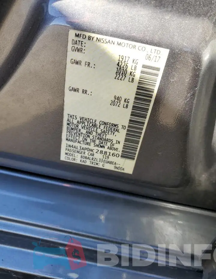 1N4AL3AP0HC288160 Photo# 12